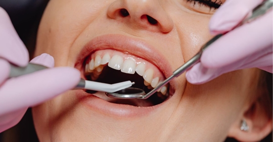 a woman at the dentist